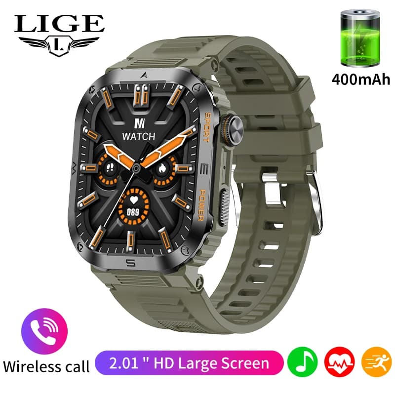 LIGE Smart Watch Sports Watches Fitness Tracker Physical Health Monitor Waterproof Bluetooth Call Durabl Men's Smartwatch