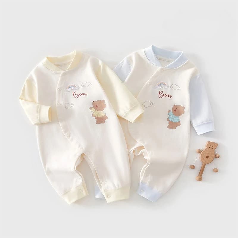 Somenie Spring and Autumn pure cotton baby jumpsuit, newborn baby hoodie, crawling suit, boneless base underwear, pajamas