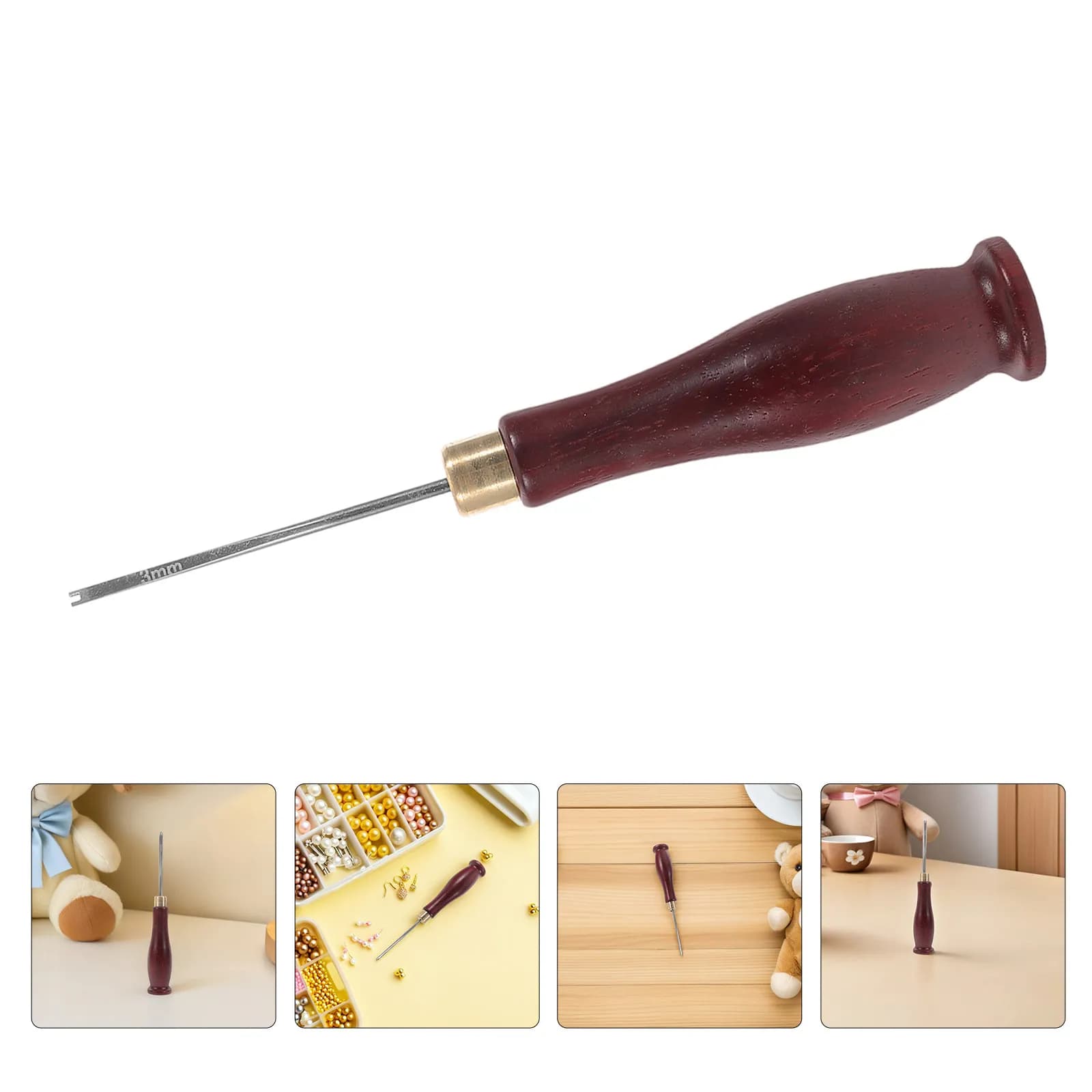 Punteruolo Artigianale Fai-da-te con Manico in Legno, Strumento per Imbottitura in Cotone, Ago Manuale per Cucito, per Imbottitura di Lavori a Maglia, Uncinetto, Trapuntatura e Animali di Peluche