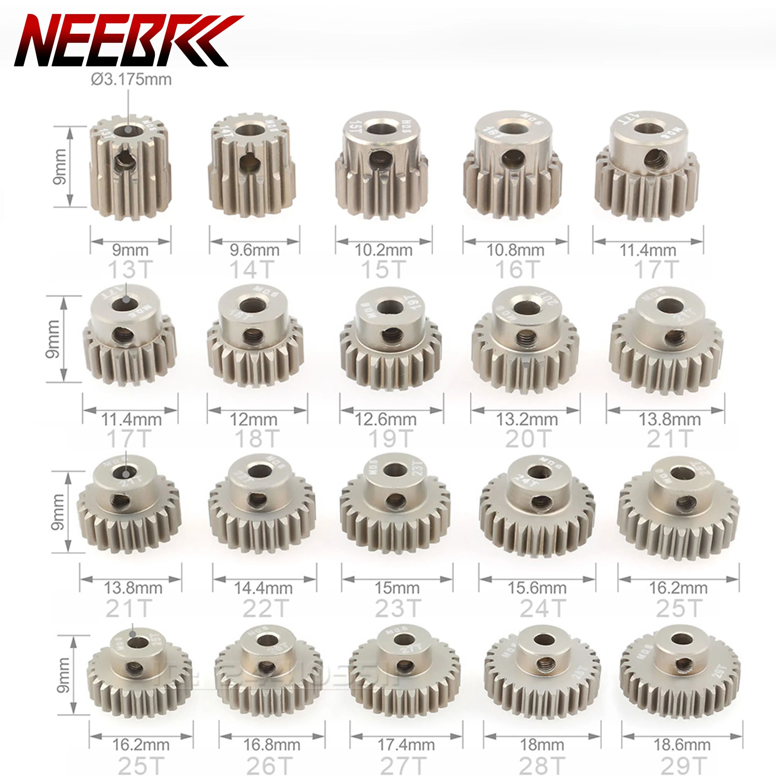 5 pz NEEBRC M0.6 3.175mm Pignone In Metallo Denti In Alluminio 13T-17T 17T-21T 29T-33T Ingranaggio Motore Combo Set per RC 1/10 Modello di Auto Parte