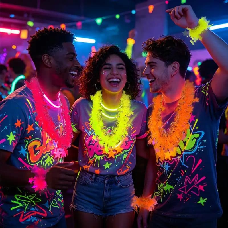 UV Reactive Neon Glow Star Lei Set Hawaiian Flower Leis with Bracelets for Wedding Pool Party