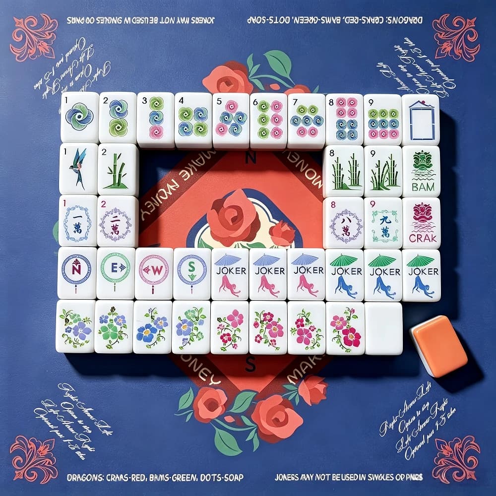 Coral Orange Luxury American Mahjong Set 4-Layer Acrylic Engraved Mahjong Tiles Travel Mah Jongg Sets for Adult Party Board Game
