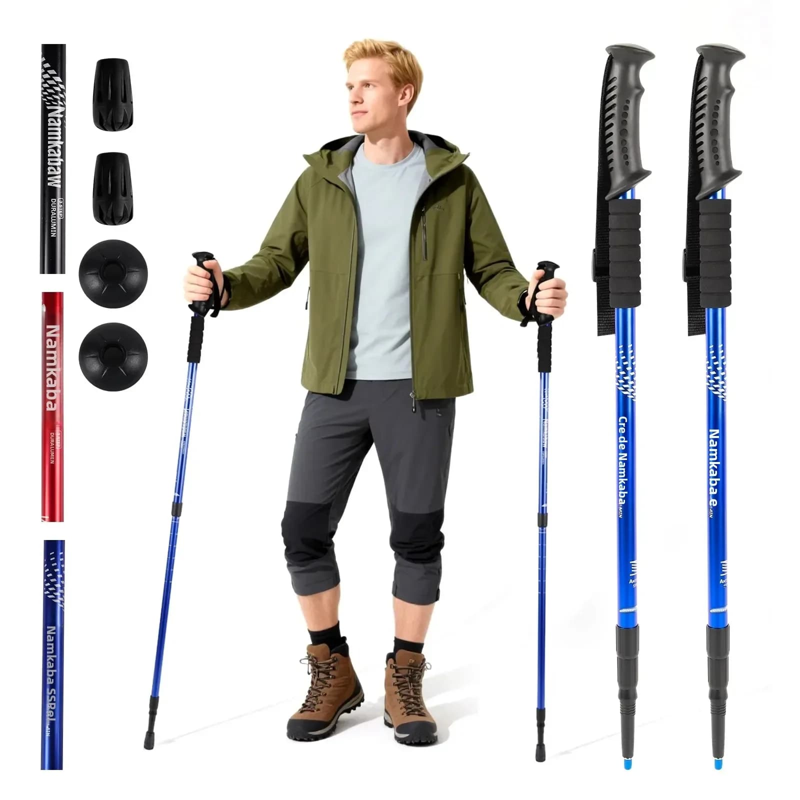 Ultralight Trekking Sticks 3 Sections Adjustable Nordic Walking Sticks Aluminum Alloy Non-slip Telescopics for Men and Women Excursions
