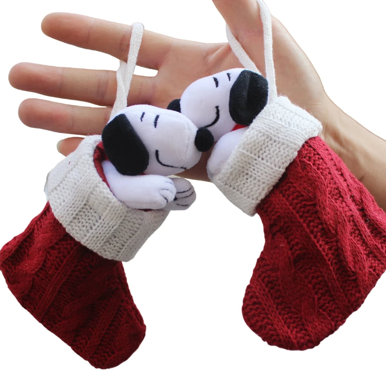 6piece 15CM Peanuts Christmas Snoopy Christmas stocking plush soft toys Christmas tree ornament decoration toys