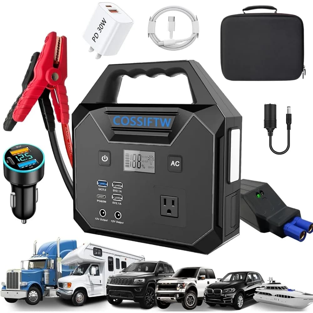 Avviatore di emergenza 10000A Generatore CA 200W 130wh Jump Booster PD 60W Ricarica rapida bidirezionale per tutti i motori diesel a gas 12V e fino a 15 litri
