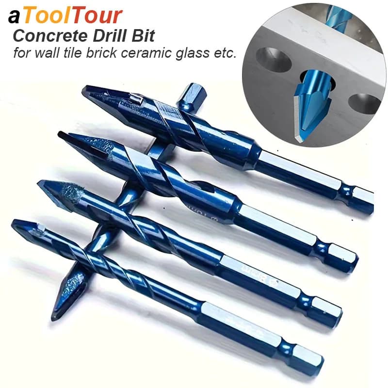 Spiral Concrete Drill Tip For Glass Ceramic Tile, Brick, Plastic, Wood, Masonry, Hard Alloy, Drill for Holes, Blue Saw