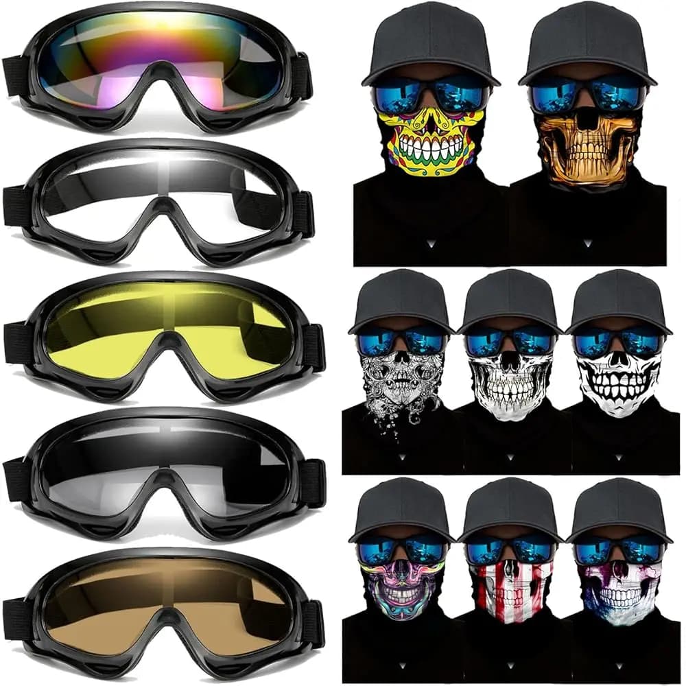 Spedizione Gratuita Accessori per Moto, 5 Occhiali da Sci/ATV/Dirt Bike Antipolvere Antivento con Maschera a 8 Teschi