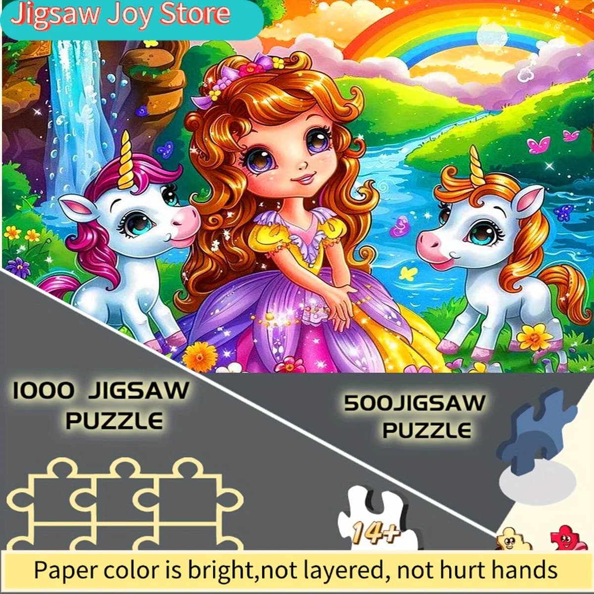 Puzzle di carta fai da te Disney/Disney, Principessa Unicorno Arcobaleno Fantasia Wonderland - Perfetto per il tempo libero a casa, riunioni di amici, Ch