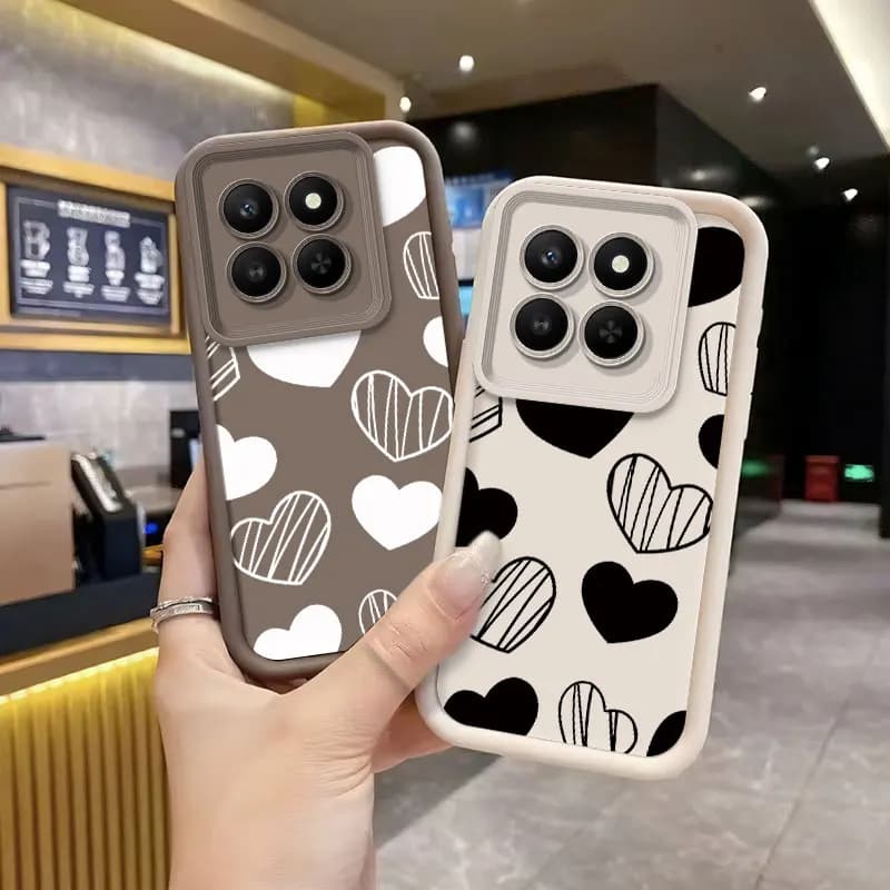 Luxury Black Flower Love Heart Phone Case For Honor X7D X9D Case For Honor 400 Smart 4G 5G protect Soft Silicone Bumper Cover