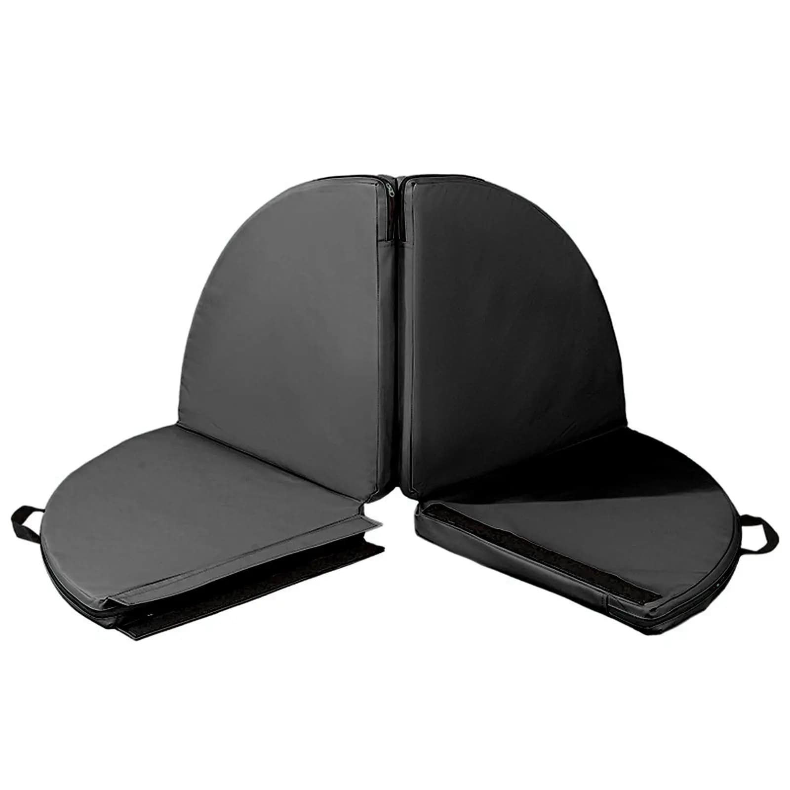 Black Round Carpet for Pole Dance, Anti-slip with PU Coating, Foldable, Thick and Portable, for Yoga, Pilates and Gymnastics