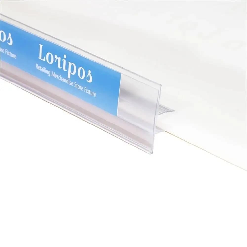 Morsetto centrale pop Etichetta per biglietto di merce Etichetta per cartello Clip Striscia dati Porta etichette per mensola in legno di vetro Striscia per scaffale Talker Banner Cover