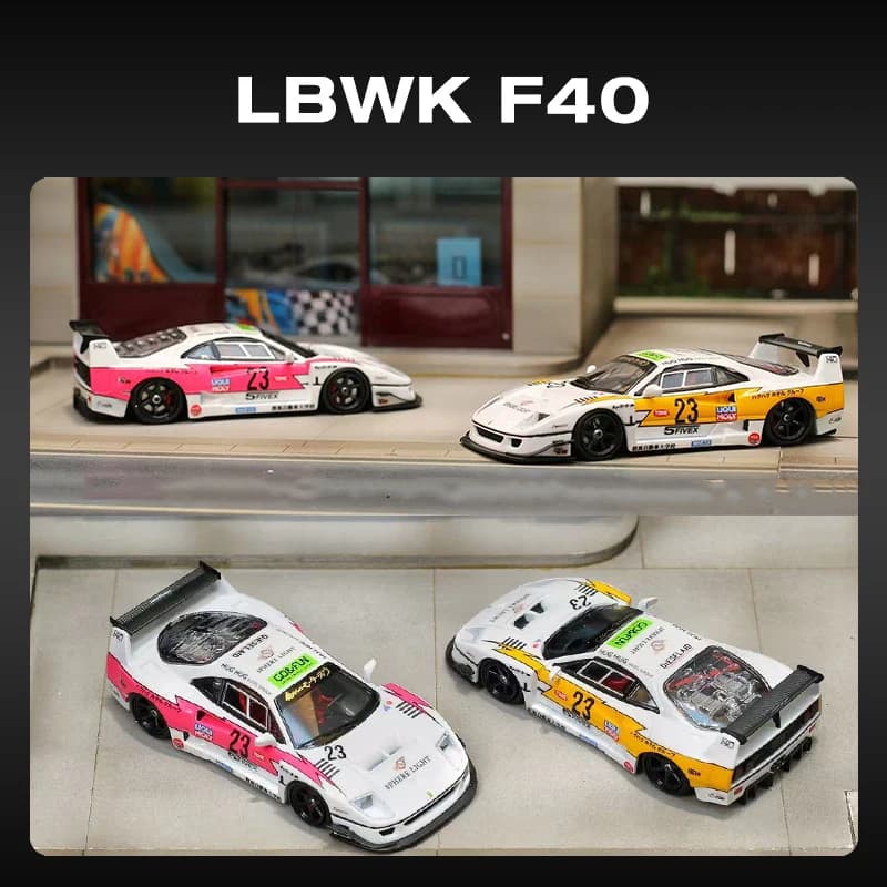 SW In Stock 1:64 F40 LBWK Yellow Lightning Diecast Diorama Car Model Collection Street W64pon Warrior