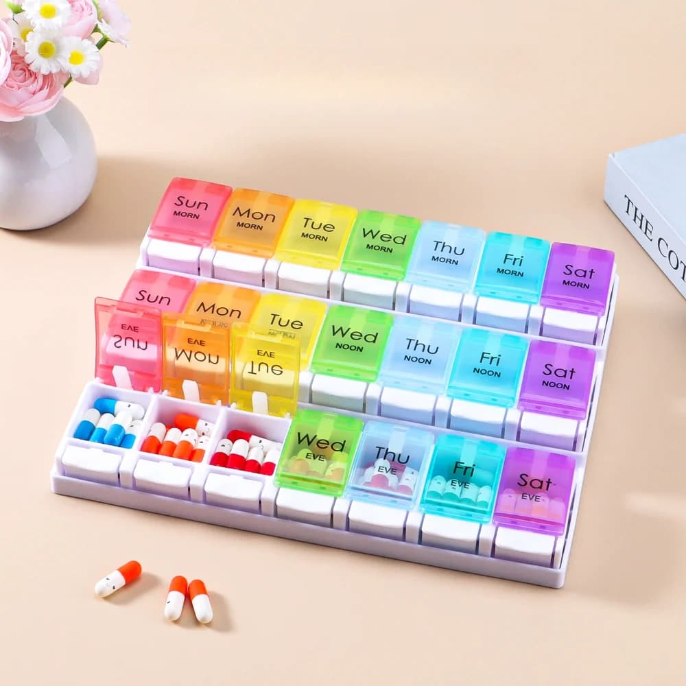 New Large Weekly 3 Times daily 21 Grids Case For Pills Container Box For Medicines For Vitamins Fish Oil Supplements