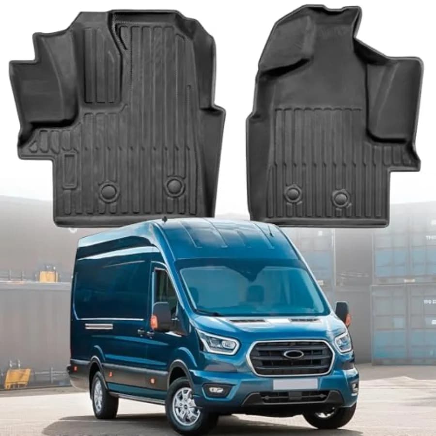 Tappetini per Auto in Vinile per Ford Transit 2022-2026, Non Adatti per Connect, Su Misura, Resistenti a Tutte le Condizioni Atmosferiche, in TPE