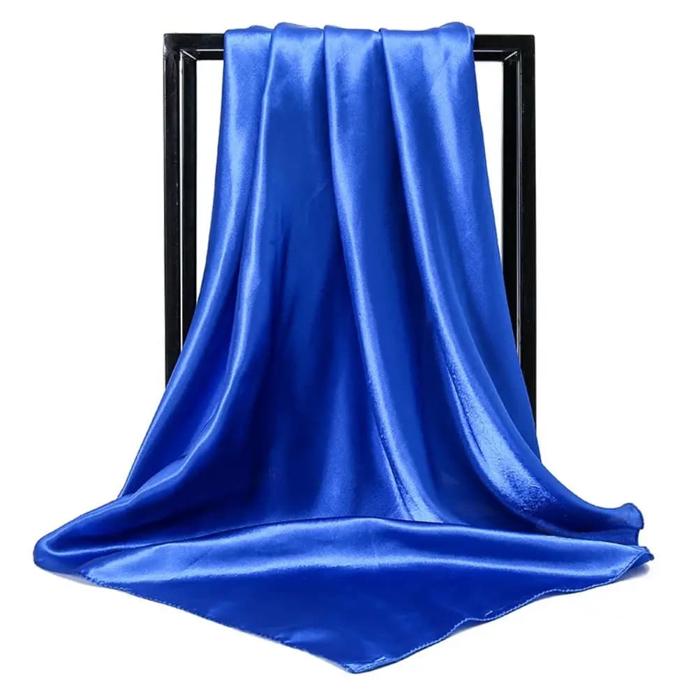 Elegant 90cm Satin Silk Scarf Soft Lightweight Pure Color Shawl Hijab Large Size Head Scarf Travel