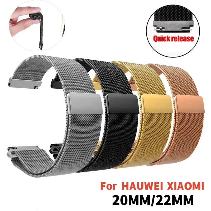 Milanese stainless steel bracelet with magnetic buckle for Samsung Watch4 Huawei GTR2 16mm 18mm 20mm 22mm casual fashion watch Accessories