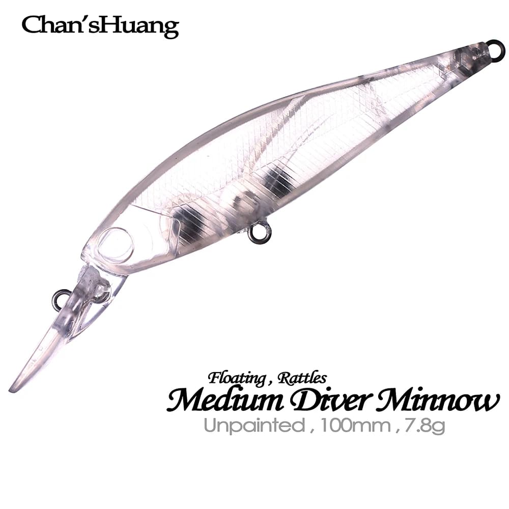 Chan'sHuang 20PCS Non Verniciato Spazi Vuoti Esca 10cm 7.8g Sonagli Flaoting Medio Diver Bill Minnow FAI DA TE Fatti A Mano Richiamo di Pesca Artificiale