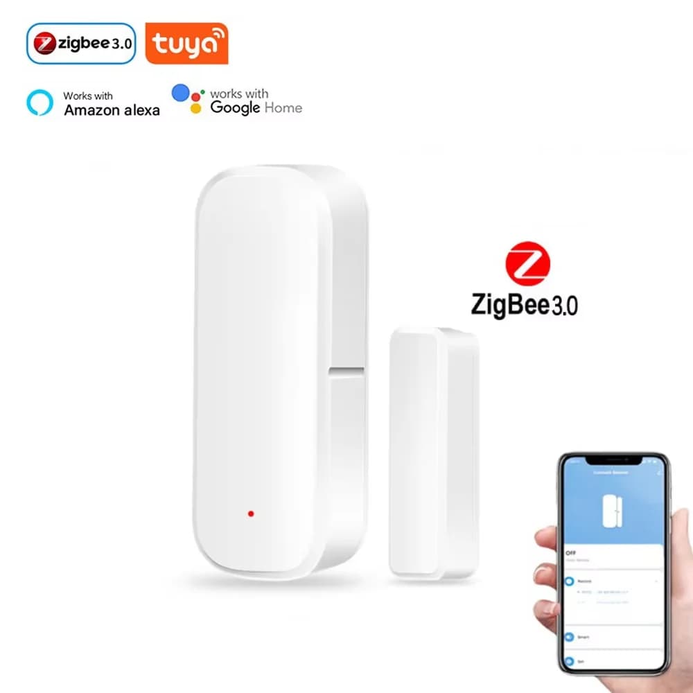 Tuya Zigbee Sensore per porte e finestre Rilevatore wireless per porte aperte e chiuse Allarme domestico intelligente Protezione di sicurezza per assistente domestico