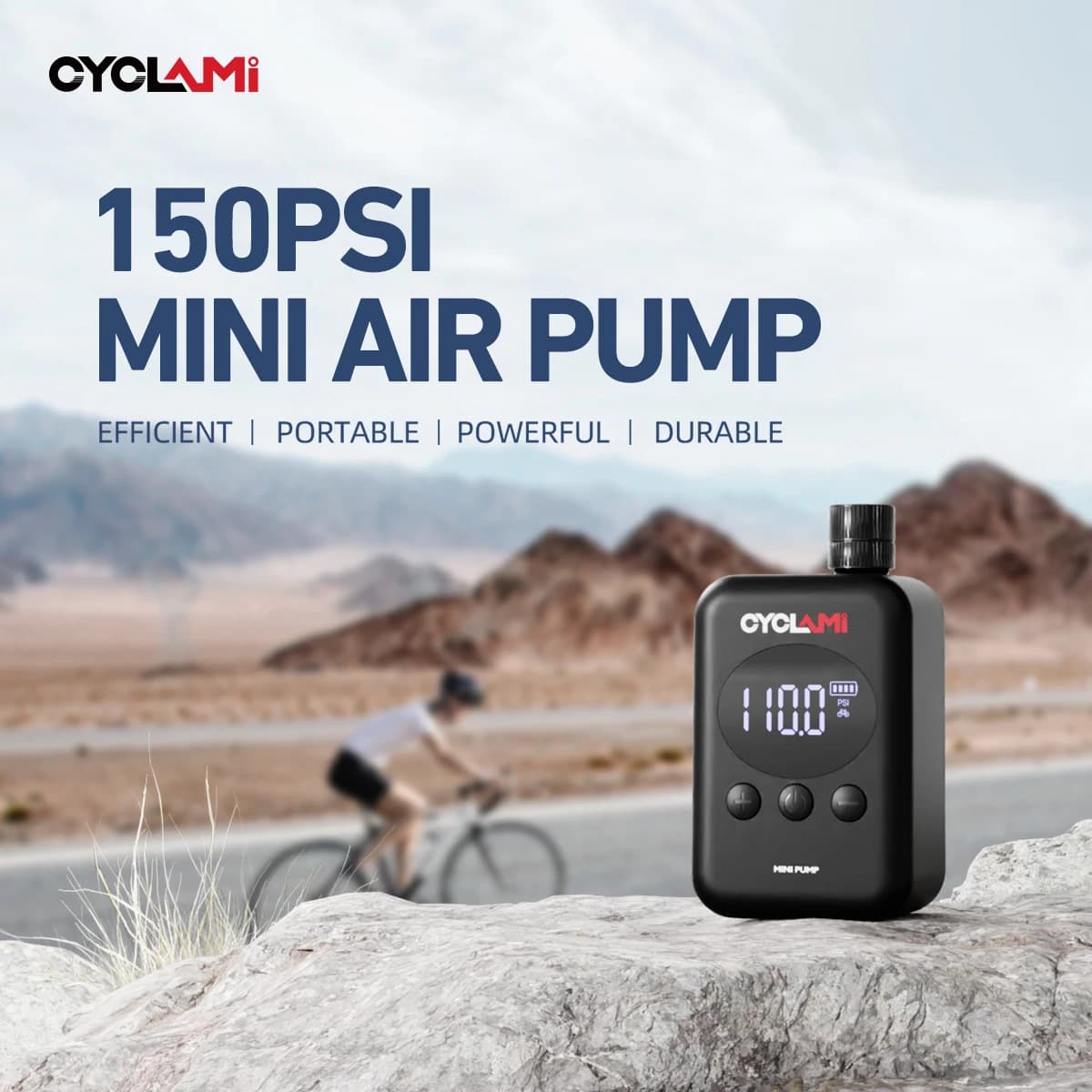 CYCLAMI 150 PSI Pompa elettrica portatile per bicicletta da strada MTB Ricaricabile FV AV Gonfiatore per pneumatici per bici Pressione dell'aria con manometro digitale