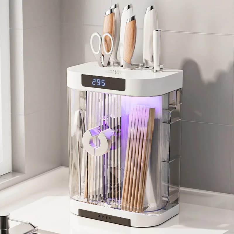 Multi-functional Disinfection Knife Holder, Dustproof Sterilization, and Drain Rack for Household Kitchen