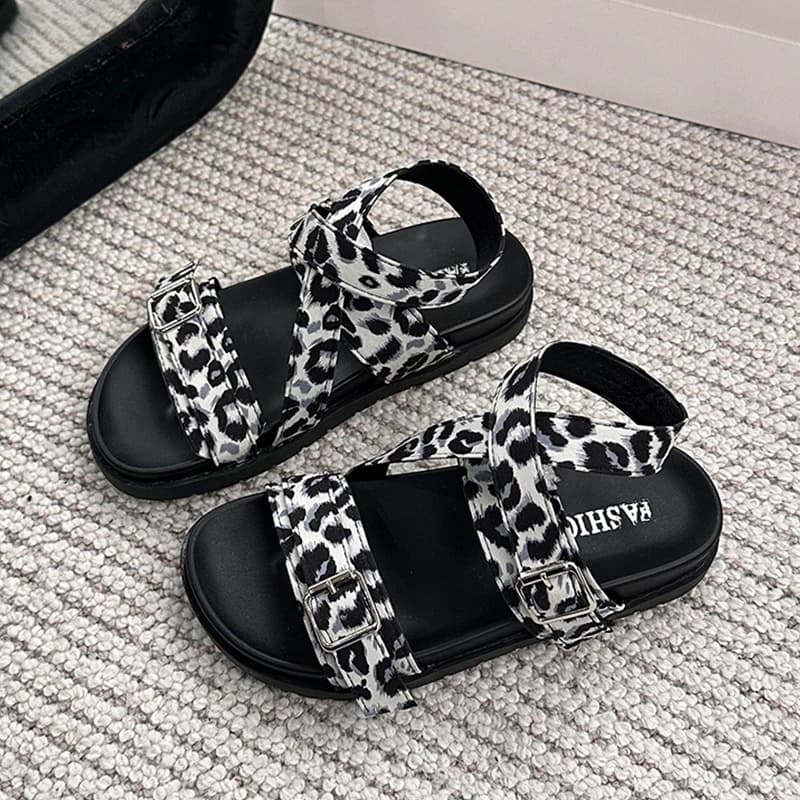Sandali Leopardati Donna, Scarpe Basse Estive con Fibbia, Ciabatte Nuove 2026, Scarpe da Spiaggia Open Toe, Sneaker Sportive Comode, Infradito Mujer