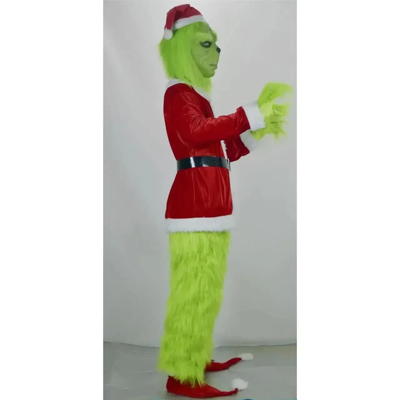 Nuovo Costume di Natale 2026, Abito per Cosplay, Vestito da Babbo Natale, Mostro Verde Pecoloso con Capelli Lunghi, Costume da Grinch per Feste e Spettacoli