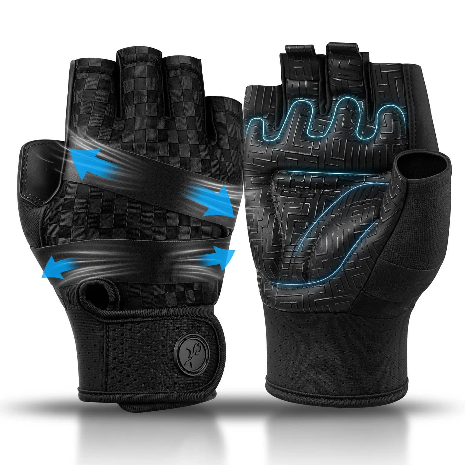 Half-Finger Weight Lifting Gym Gloves Breathable Non-Slip Palms Workout Gloves for Pull-ups,Fitness,Exercise,Training,Cycling