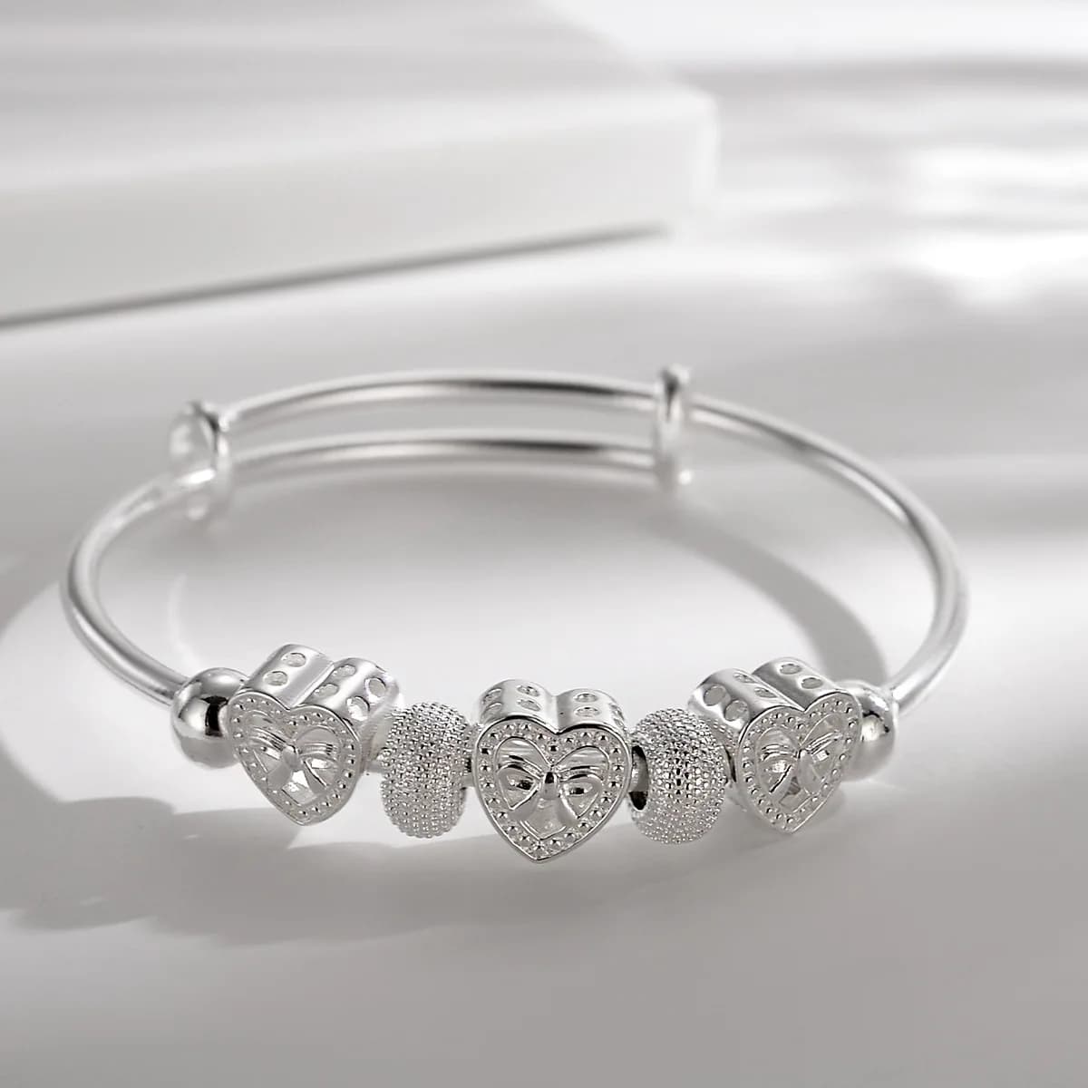 Bracciali a cuore in argento sterling 925 per donna, gioielli da festa di matrimonio, regali per le vacanze, ciondoli di design