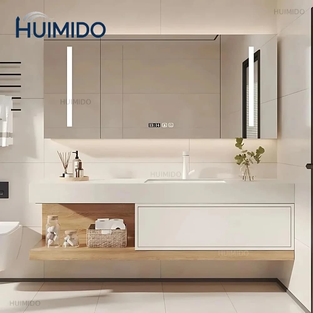 Bathroom Furniture Full Set Vanity With Sink Modern Bathroom Cabinet And LED Intelligent Defog Mirror Cabinet Set Large Storage