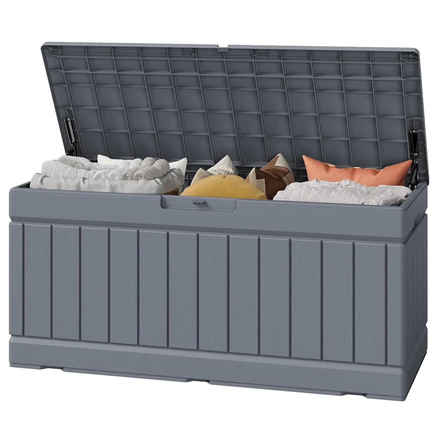 Waterproof and Key Lockable Exterior from 82 Gallon, UV-resistant, for Patio, Garden, Pool, Grey, Customizable