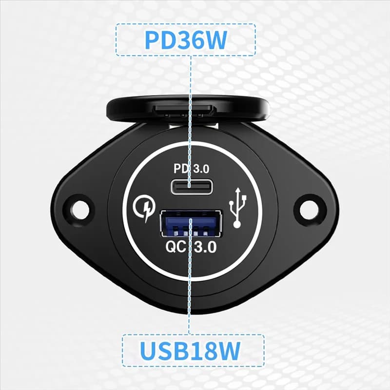 Caricatore per telefono per auto modificato multifunzionale USB impermeabile Dual QC3.0 ricarica rapida per auto RV Yacht QC PD