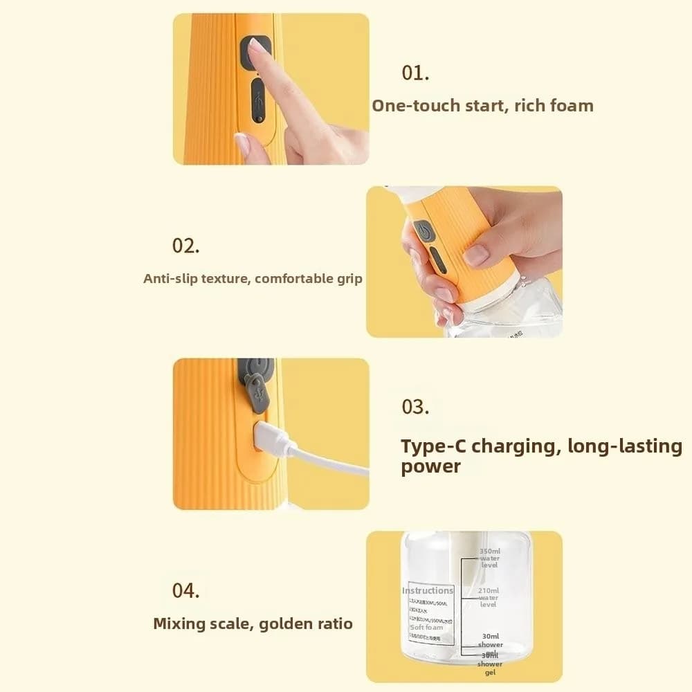 Macchina per schiumare animali domestici con ricarica USB Pulizia automatica Forma di gatto Shampoo elettrico per cani Schiumatore Dispenser di sapone per gatti in schiuma intelligente