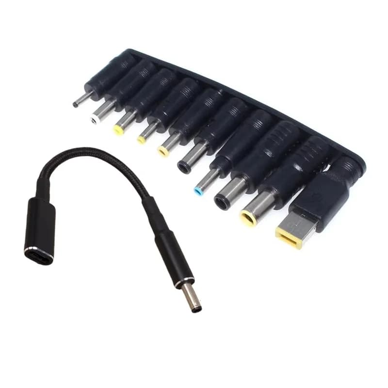 Adattatore di alimentazione per laptop 10 in 1 da 65W con connettore USB Type-C a jack universale per caricabatterie per notebook, cavo di ricarica per notebook