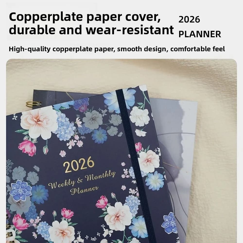 Inglese 2026 Agenda Planner Blocco note Resistente all'usura 12 mesi A5 Agenda Planning Notebook Carta spessa portatile
