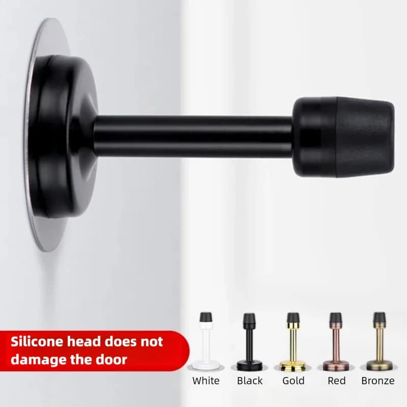 Wall-Mounted Stainless Steel Door Stopper with Rubber Holder: Floor-Fitting Catch with Screws for Home Bedrooms