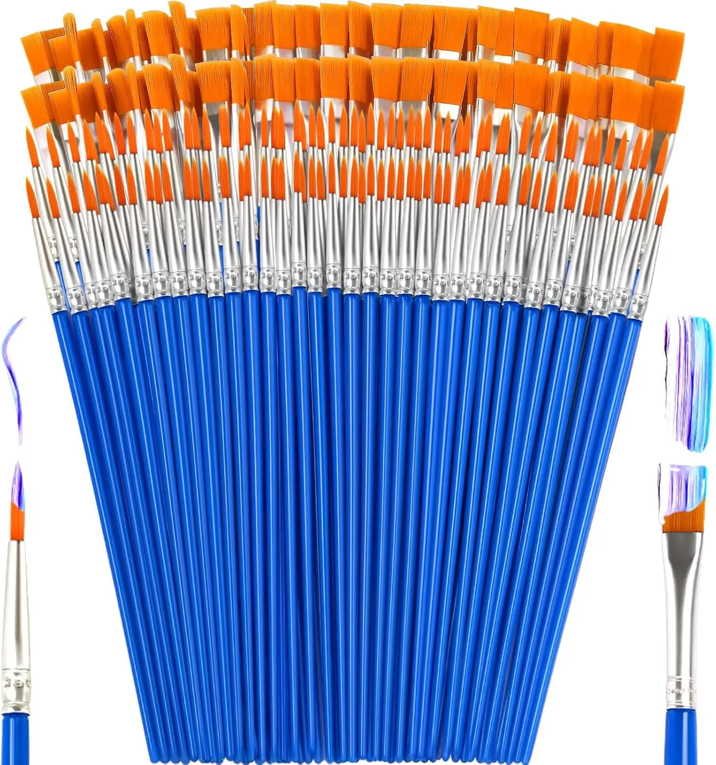 160 Pcs Flat and Round Tip Paint Brushes for Kids Classroom Acrylic Watercolor Canvas Painting