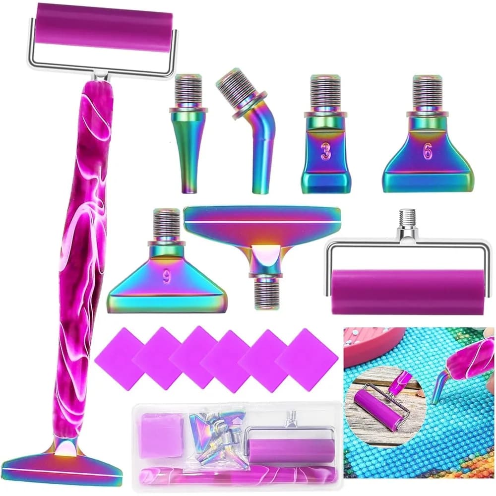 Diamond Painting Pen Set with 6 Metal Tip Screw Drill Bead Dot Pens and Multi-Function Roller Tool Complete Accessories Kit for Diamond Art Craft Rhinestone Embroidery Kits Canvas Nail Art Decor