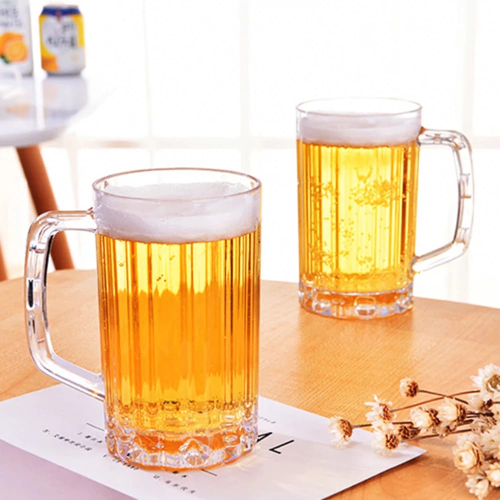 2pcs Transparent Beer Mug Acrylic Plastic Unbreakable Milk Coffee Juice Water Cup Barware Drinkware For Home Party Bar Karaoke