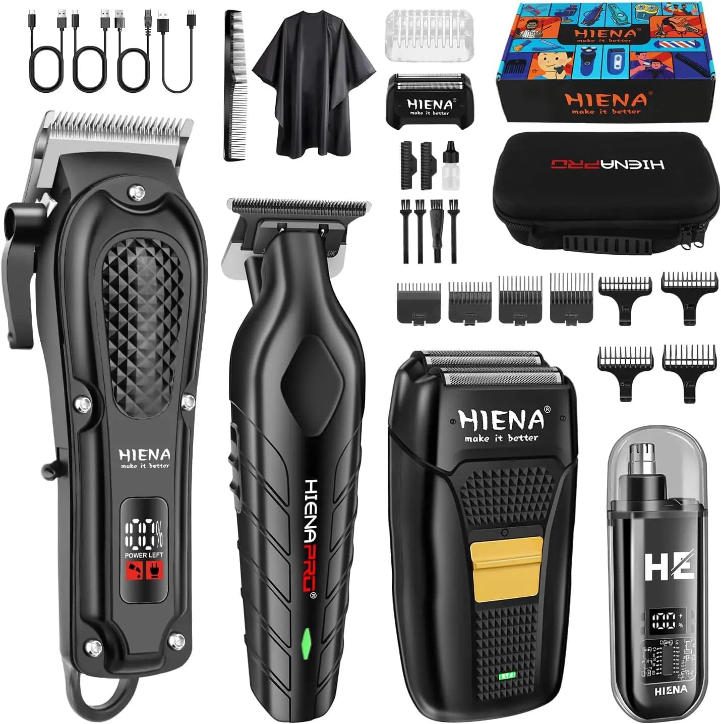 Professional Wireless Haircut Set for Men, Barba Care Kit with Trimmer for Naso and Lamina Razor, Ideal Gift