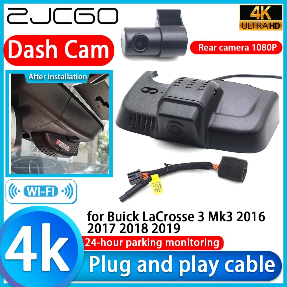 ZJCGO for Buick LaCrosse 3 Mk3 2016 2017 2018 2019 Dash Cam DVR 4K Car Camera 2160P with Sony lens and Monitor Parking 24h