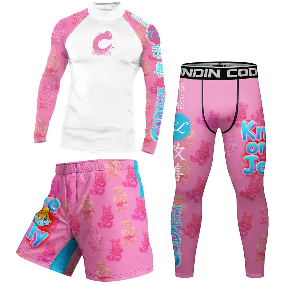 Sportswear with non-slip rubber Man Rashguard Intimo MMA Compression T-shirt Legging Rush Guard Boxing shorts Sports set
