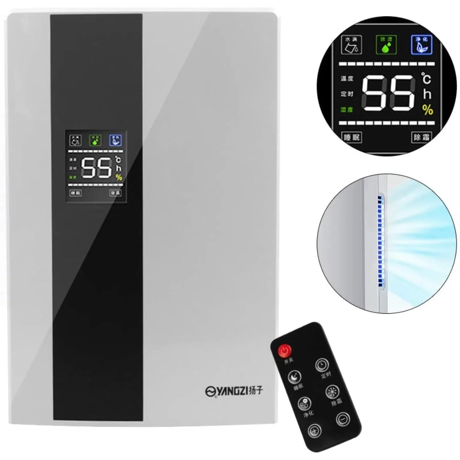 Deumidificatore Intelligente 110V 90W, Asciugatore d'Aria con Controllo Automatico dell'Umidità, Modalità Ultra Silenziosa per Camera da Letto e Soggiorno