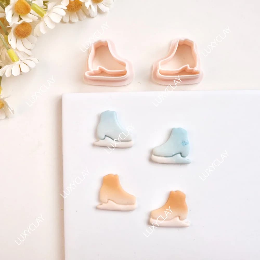 2pcs Christmas Inspired Ice Skate Boots Polymer Clay Earrings Cutters, Roller Skate Clay Cutter Molds for Pendant Jewelry Making