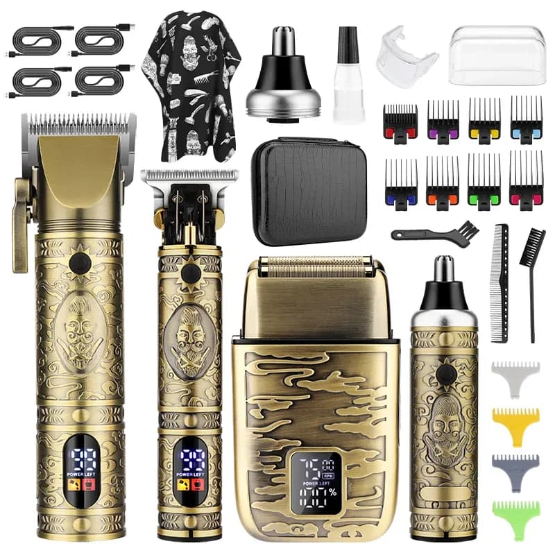 740 Vintage Professinal Mens Tagliacapelli Barba Grooming Set 4 IN 1 Retro Rasoio Elettrico Naso Capelli E Barba Trimmer Set