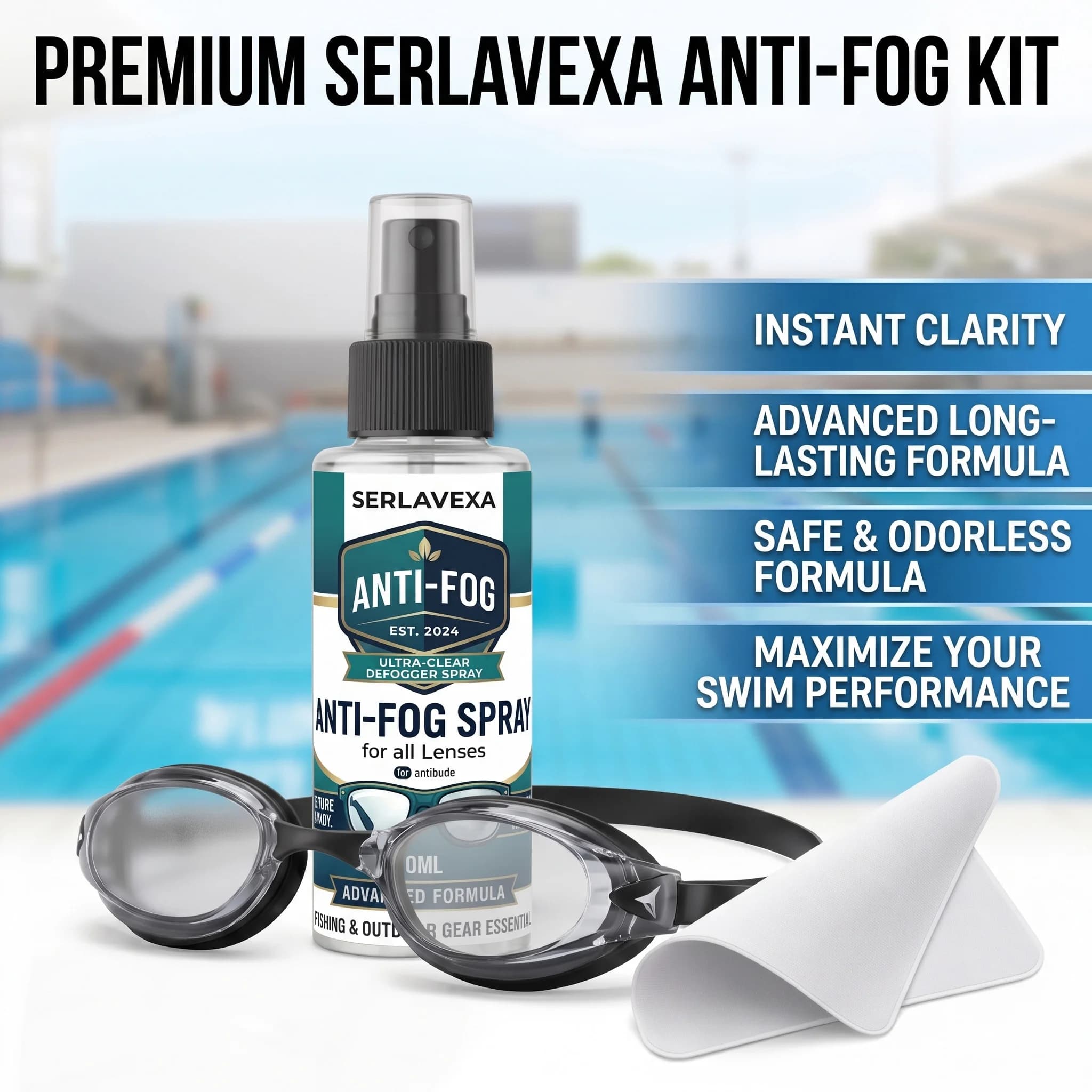 Anti Fog Spray Defogger for Swimming Goggles Quick Acting Long Lasting Clear Vision Lens Cleaner for Dive Snorkel Mask Swimmers