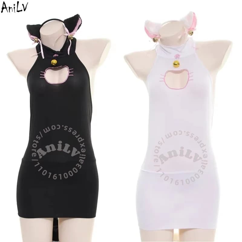 AniLV Anime Lolita Cat Girl Dress Uniform Mew House Cameriera Dresses Cosplay Costume