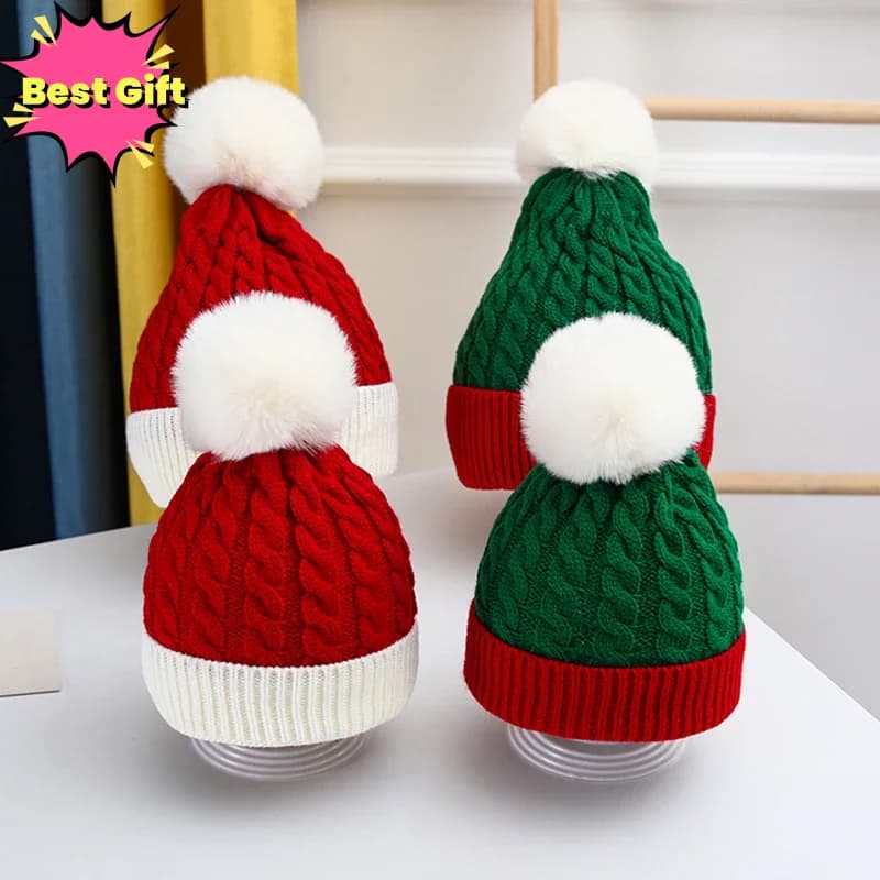 Adulti Bambini Natale Natale Babbo Natale Cappello di Capodanno Outdoor Inverno Caldo Uncinetto Berretti in maglia Skullcap Pompon Cap Cofano Regali per feste