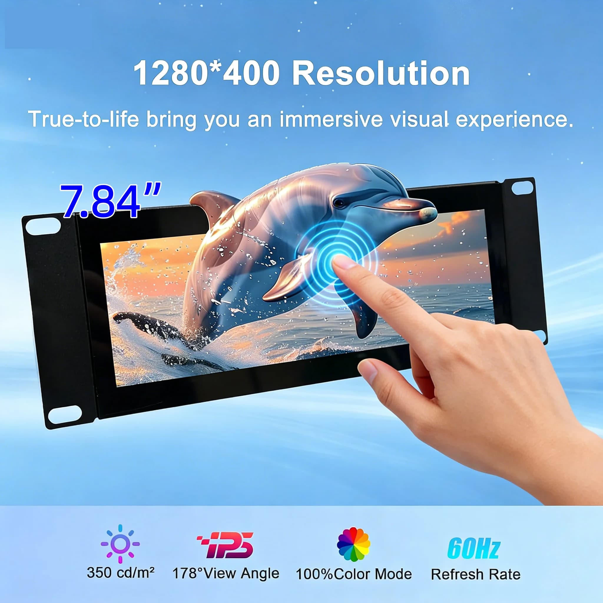 LCD monitor Touchscreen Wisecococo 7.84 Inch, Display 1280x400 for RackMate T0/T1/T2/T0 Plus/T1 Plus/TL1, Server Cabinet, Raspberry Pi