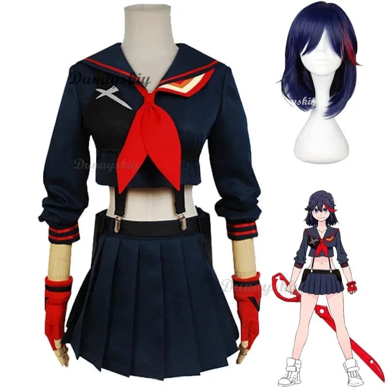 Anime Kill La Kill Matoi Ryuuko Costume Cosplay Parrucca Giapponese JK Uniforme Camicia Corta Donna Sexy Kawaii Carnevale Vestito Alla Marinara