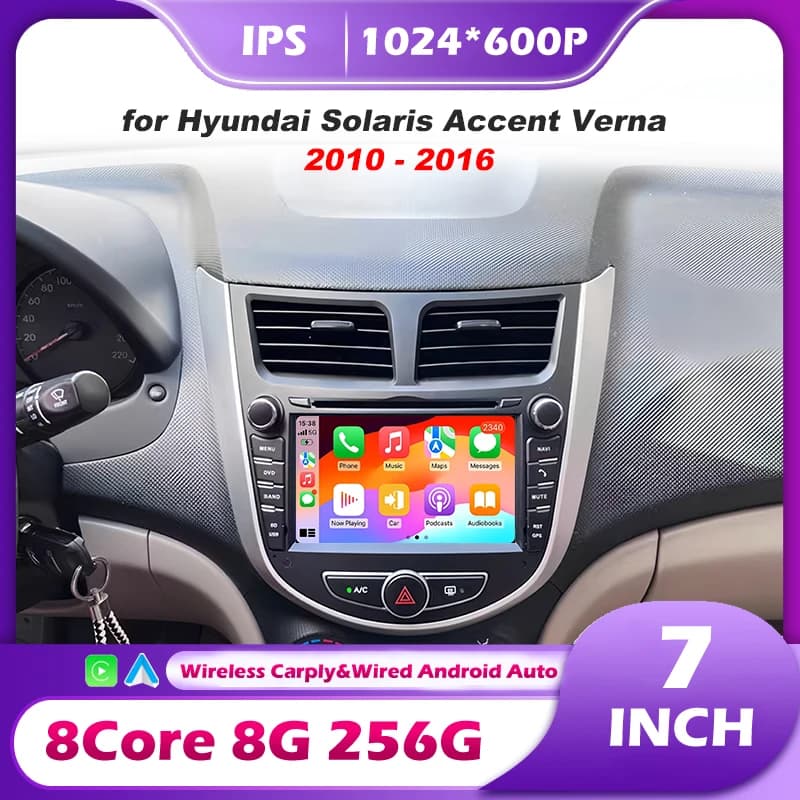 for Hyundai Solaris Accent Verna 2010-2016 Android 16 Auto Car Radio multimedia Video Player GPS Navigation Stereo Carplay tools